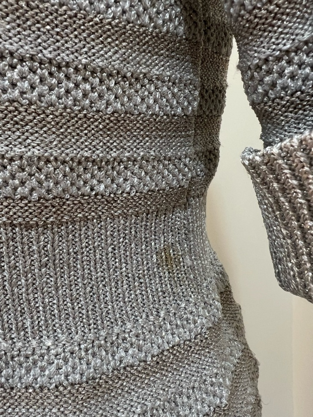 WHBM White House Black Market Silver Metallic Knit Cardigan Sweater Top Medium - Picture 5 of 8